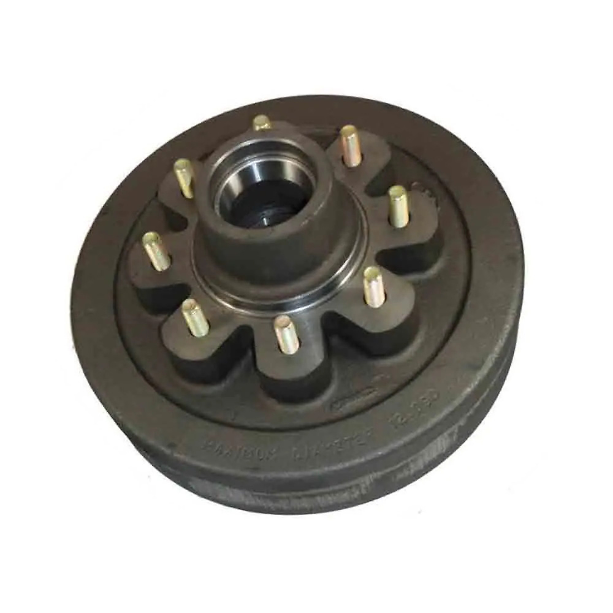 TRP, 12-Inch Hub and Drum, 8 Bolt on 6.5 inch Circle, For 1-3/4 To 1-1/4 inch Tapered Spindles, 3.5K Capacity, 2.5 Inch Depth, 9/16-18 Lugs, Model# HD-1208-02